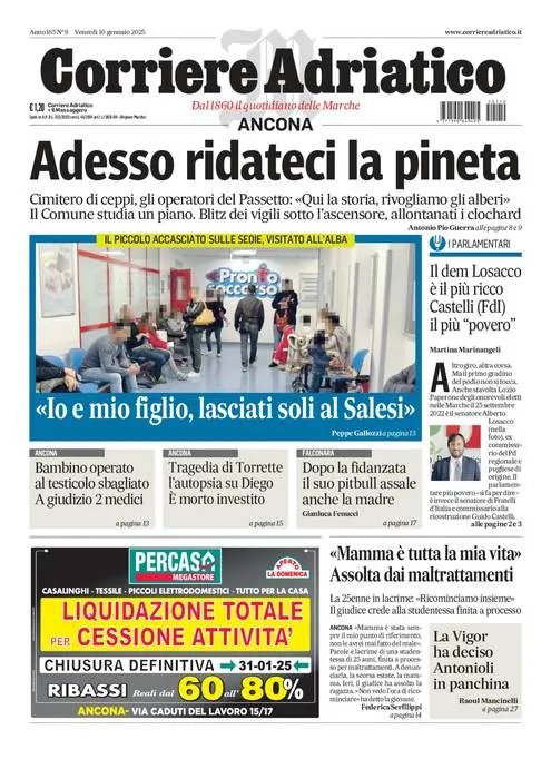 Prima-pagina-corriere adriatico-edizione-di-oggi-10-01-2025